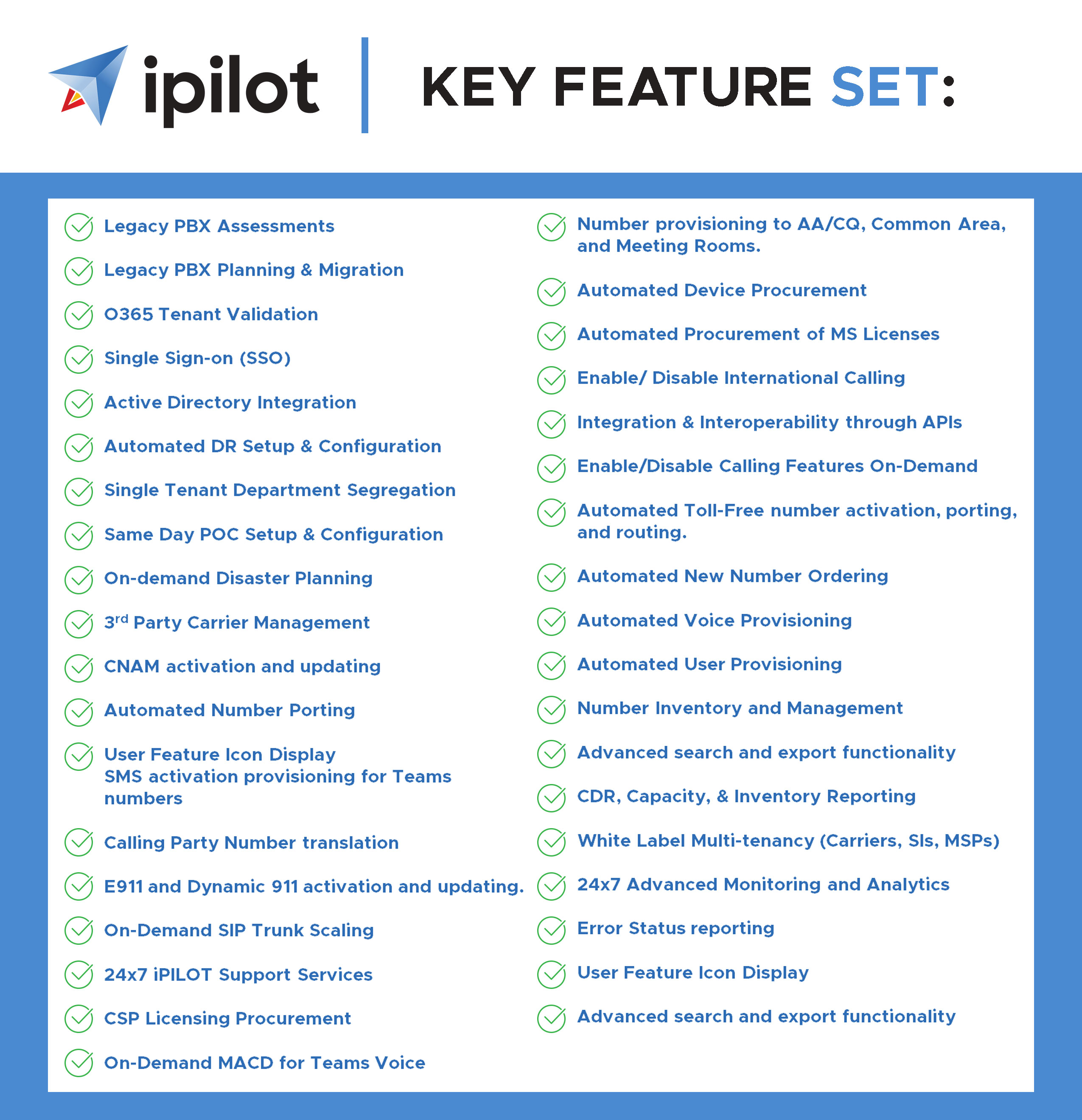 iPILOT Key Features